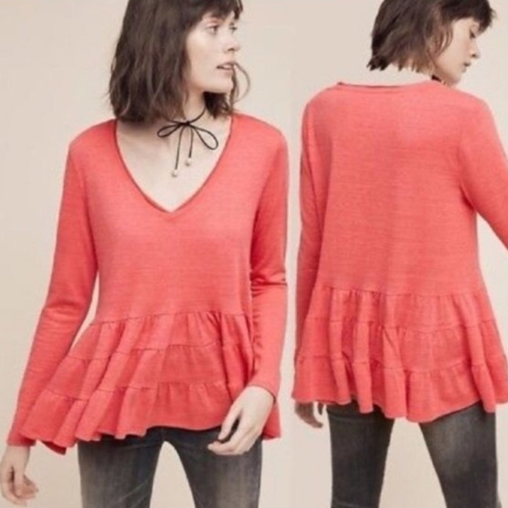 ❤ ANTHROPOLOGIE DELETTA TIERED RUFFLE TOP, XS